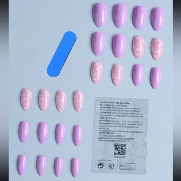 24pcs Long Almond Floral Print Press On Nail Set❤️ - Picture 2 of 5